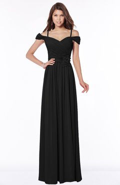 ColsBM Kate Black Luxury V-neck Short Sleeve Zip up Chiffon Bridesmaid Dresses