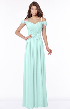 ColsBM Kate Blue Glass Luxury V-neck Short Sleeve Zip up Chiffon Bridesmaid Dresses