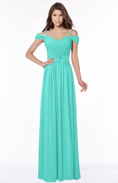 ColsBM Kate Blue Turquoise Luxury V-neck Short Sleeve Zip up Chiffon Bridesmaid Dresses