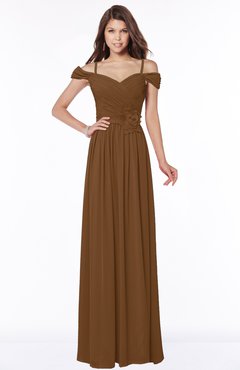 ColsBM Kate Brown Luxury V-neck Short Sleeve Zip up Chiffon Bridesmaid Dresses