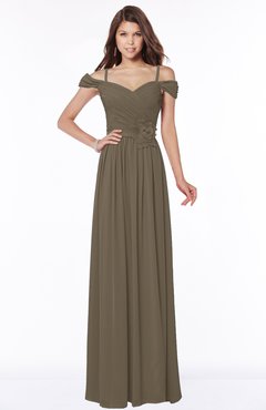 ColsBM Kate Carafe Brown Luxury V-neck Short Sleeve Zip up Chiffon Bridesmaid Dresses