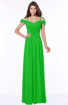 ColsBM Kate Classic Green Luxury V-neck Short Sleeve Zip up Chiffon Bridesmaid Dresses
