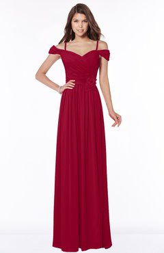 ColsBM Kate Dark Red Luxury V-neck Short Sleeve Zip up Chiffon Bridesmaid Dresses