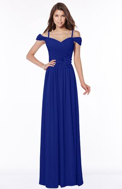 ColsBM Kate Electric Blue Luxury V-neck Short Sleeve Zip up Chiffon Bridesmaid Dresses