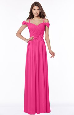 ColsBM Kate Fandango Pink Luxury V-neck Short Sleeve Zip up Chiffon Bridesmaid Dresses