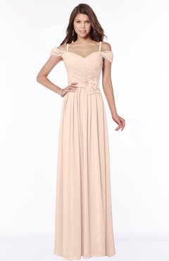 ColsBM Kate Fresh Salmon Luxury V-neck Short Sleeve Zip up Chiffon Bridesmaid Dresses