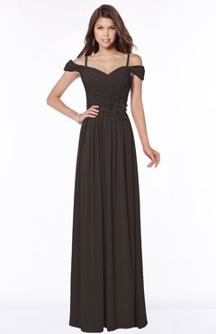 ColsBM Kate Fudge Brown Luxury V-neck Short Sleeve Zip up Chiffon Bridesmaid Dresses