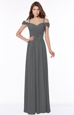 ColsBM Kate Grey Luxury V-neck Short Sleeve Zip up Chiffon Bridesmaid Dresses
