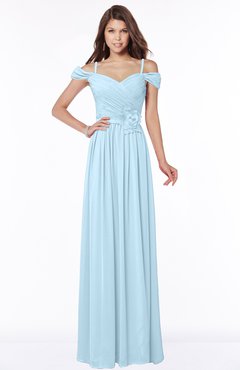 ColsBM Kate Ice Blue Luxury V-neck Short Sleeve Zip up Chiffon Bridesmaid Dresses