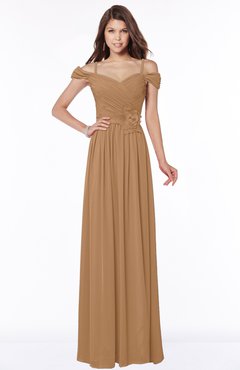 ColsBM Kate Light Brown Luxury V-neck Short Sleeve Zip up Chiffon Bridesmaid Dresses