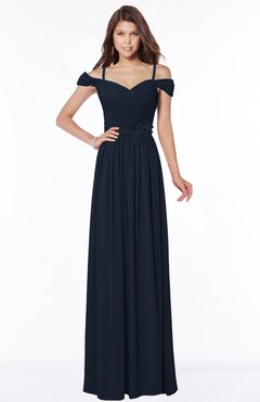 ColsBM Kate Navy Blue Luxury V-neck Short Sleeve Zip up Chiffon Bridesmaid Dresses