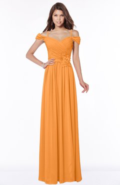 ColsBM Kate Orange Luxury V-neck Short Sleeve Zip up Chiffon Bridesmaid Dresses
