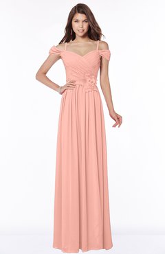 ColsBM Kate Peach Luxury V-neck Short Sleeve Zip up Chiffon Bridesmaid Dresses