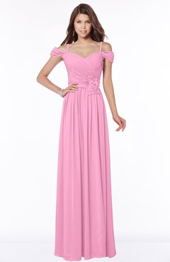 ColsBM Kate Pink Luxury V-neck Short Sleeve Zip up Chiffon Bridesmaid Dresses