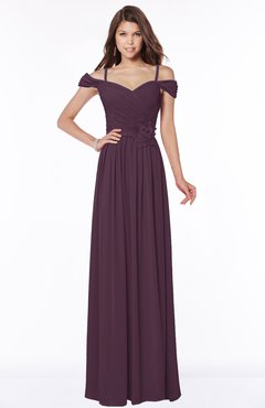 ColsBM Kate Plum Luxury V-neck Short Sleeve Zip up Chiffon Bridesmaid Dresses