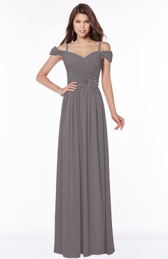 ColsBM Kate Ridge Grey Luxury V-neck Short Sleeve Zip up Chiffon Bridesmaid Dresses