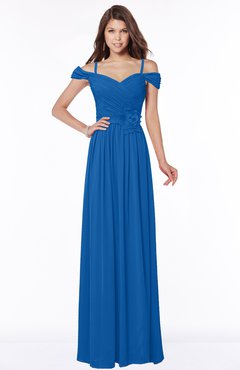 ColsBM Kate Royal Blue Luxury V-neck Short Sleeve Zip up Chiffon Bridesmaid Dresses