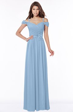 ColsBM Kate Sky Blue Luxury V-neck Short Sleeve Zip up Chiffon Bridesmaid Dresses