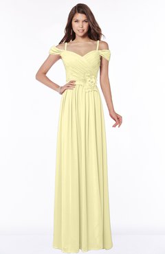 ColsBM Kate Soft Yellow Luxury V-neck Short Sleeve Zip up Chiffon Bridesmaid Dresses