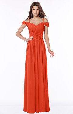 ColsBM Kate Tangerine Tango Luxury V-neck Short Sleeve Zip up Chiffon Bridesmaid Dresses