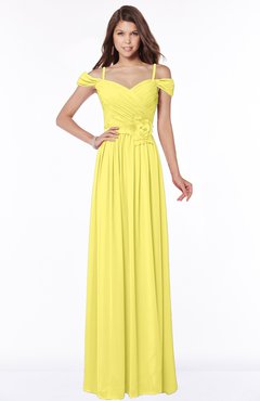 ColsBM Kate Yellow Iris Luxury V-neck Short Sleeve Zip up Chiffon Bridesmaid Dresses
