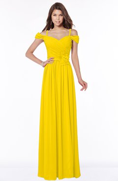 ColsBM Kate Yellow Luxury V-neck Short Sleeve Zip up Chiffon Bridesmaid Dresses