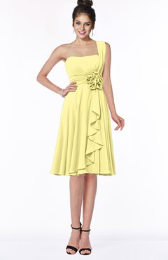 ColsBM Phoebe Daffodil Glamorous Bateau Sleeveless Zip up Chiffon Knee Length Bridesmaid Dresses
