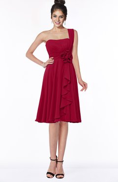 ColsBM Phoebe Dark Red Glamorous Bateau Sleeveless Zip up Chiffon Knee Length Bridesmaid Dresses