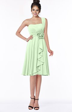 ColsBM Phoebe Pale Green Glamorous Bateau Sleeveless Zip up Chiffon Knee Length Bridesmaid Dresses