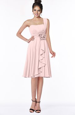 ColsBM Phoebe Pastel Pink Glamorous Bateau Sleeveless Zip up Chiffon Knee Length Bridesmaid Dresses