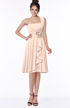 ColsBM Phoebe Peach Puree Glamorous Bateau Sleeveless Zip up Chiffon Knee Length Bridesmaid Dresses