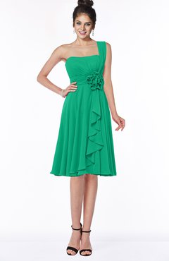 ColsBM Phoebe Pepper Green Glamorous Bateau Sleeveless Zip up Chiffon Knee Length Bridesmaid Dresses