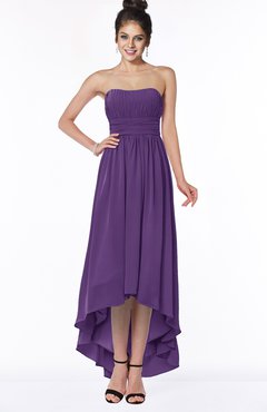 ColsBM Heather Dark Purple Modern Sleeveless Zip up Chiffon Hi-Lo Bridesmaid Dresses