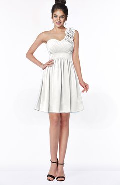 ColsBM Clara Cloud White Gorgeous One Shoulder Sleeveless Chiffon Flower Bridesmaid Dresses