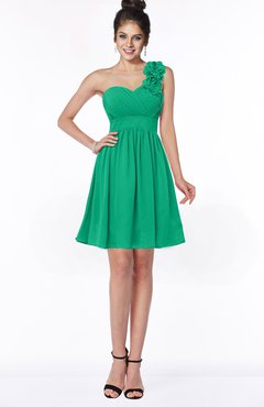ColsBM Clara Pepper Green Gorgeous One Shoulder Sleeveless Chiffon Flower Bridesmaid Dresses