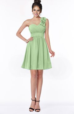 ColsBM Clara Sage Green Gorgeous One Shoulder Sleeveless Chiffon Flower Bridesmaid Dresses