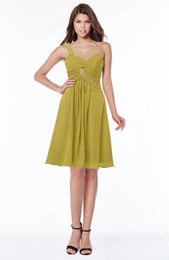 ColsBM Angeline Golden Olive Gorgeous A-line Half Backless Chiffon Beaded Bridesmaid Dresses