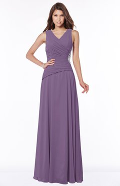 ColsBM Tracy Chinese Violet Modest A-line Sleeveless Zip up Chiffon Pick up Bridesmaid Dresses