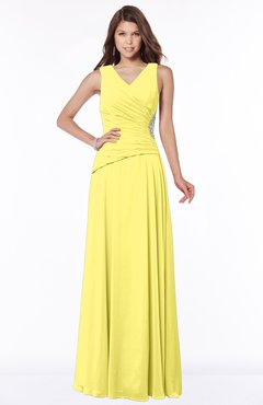 ColsBM Tracy Yellow Iris Modest A-line Sleeveless Zip up Chiffon Pick up Bridesmaid Dresses