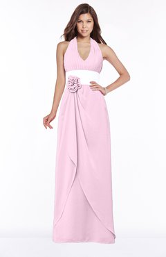 ColsBM Paulina Baby Pink Glamorous A-line Halter Chiffon Flower Bridesmaid Dresses