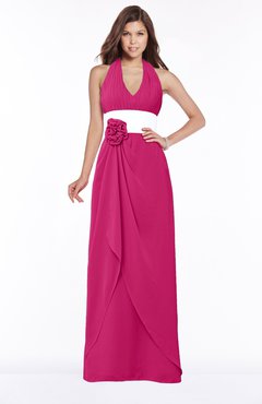 ColsBM Paulina Beetroot Purple Glamorous A-line Halter Chiffon Flower Bridesmaid Dresses