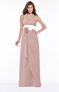 ColsBM Paulina Blush Pink Glamorous A-line Halter Chiffon Flower Bridesmaid Dresses