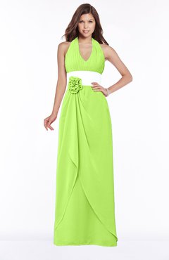 ColsBM Paulina Bright Green Glamorous A-line Halter Chiffon Flower Bridesmaid Dresses