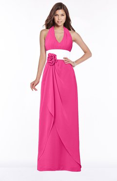 ColsBM Paulina Fandango Pink Glamorous A-line Halter Chiffon Flower Bridesmaid Dresses