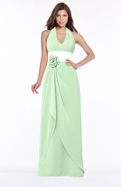 ColsBM Paulina Light Green Glamorous A-line Halter Chiffon Flower Bridesmaid Dresses
