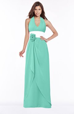 ColsBM Paulina Mint Green Glamorous A-line Halter Chiffon Flower Bridesmaid Dresses