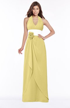ColsBM Paulina Misted Yellow Glamorous A-line Halter Chiffon Flower Bridesmaid Dresses