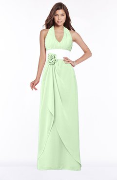 ColsBM Paulina Pale Green Glamorous A-line Halter Chiffon Flower Bridesmaid Dresses