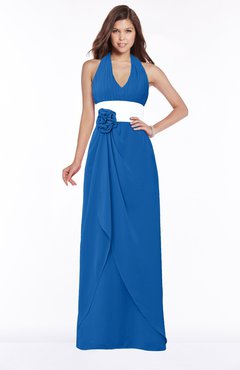 ColsBM Paulina Royal Blue Glamorous A-line Halter Chiffon Flower Bridesmaid Dresses