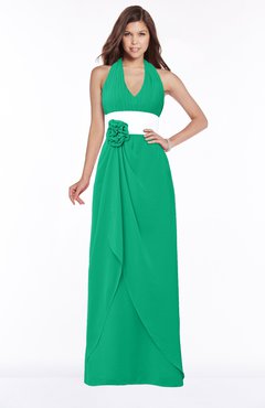 ColsBM Paulina Sea Green Glamorous A-line Halter Chiffon Flower Bridesmaid Dresses